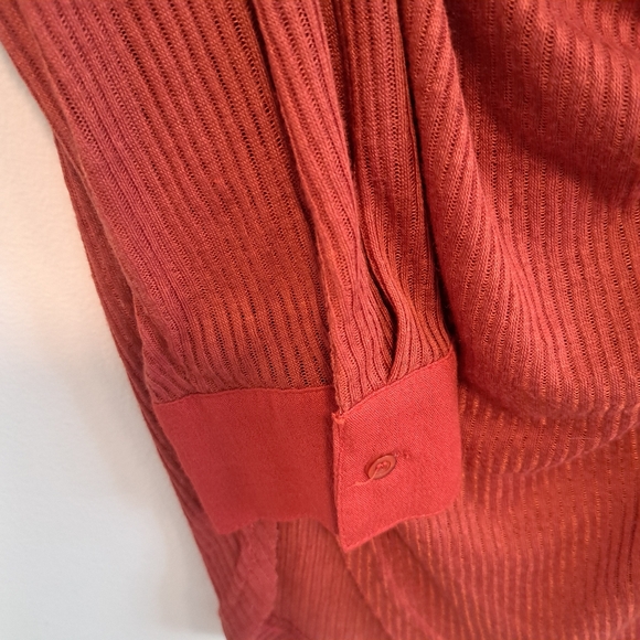 Oli & Hali Button Down Shirt Chili Red Shirred Oversized Top Bohemian Boho Sz S - Picture 6 of 12